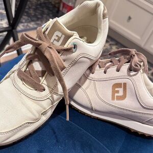 FootJoy Off-White and Brown Golf Shoes